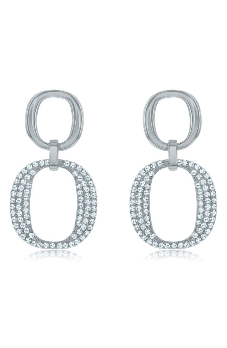 SUZY LEVIAN Pavé Cubic Zirconia Drop Earrings, Main, color, White