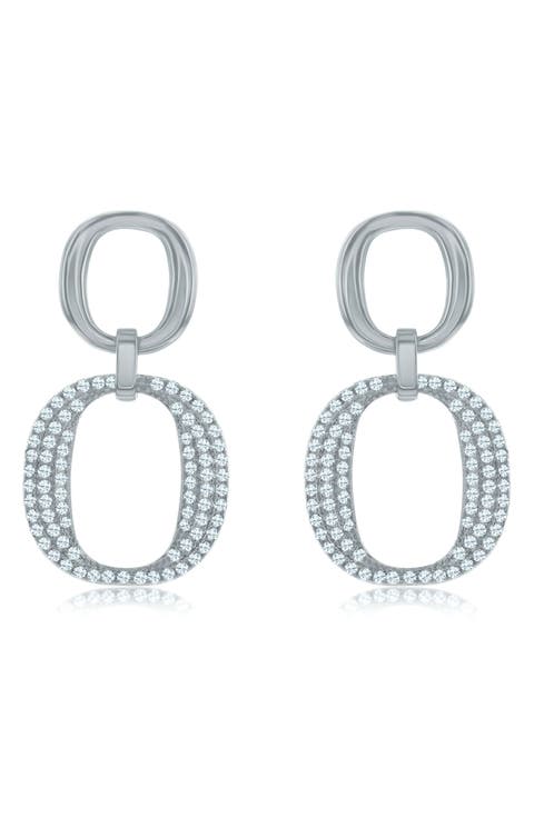 Pavé Cubic Zirconia Drop Earrings