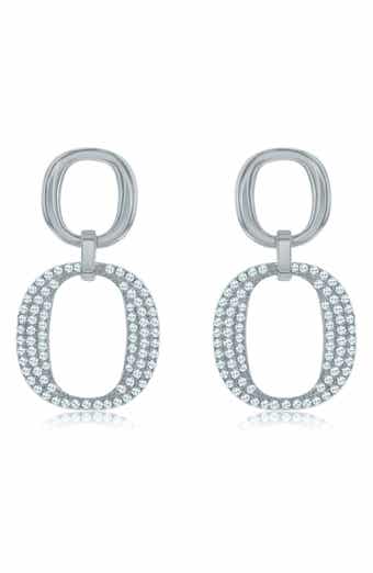 Pavé Cubic Zirconia Drop Earrings