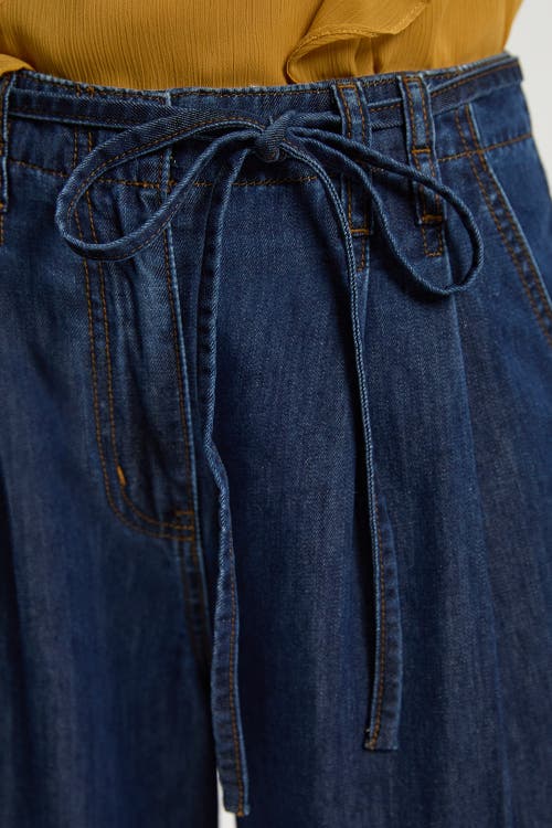 Karen Millen Denim Wide Legged Pants In Blue