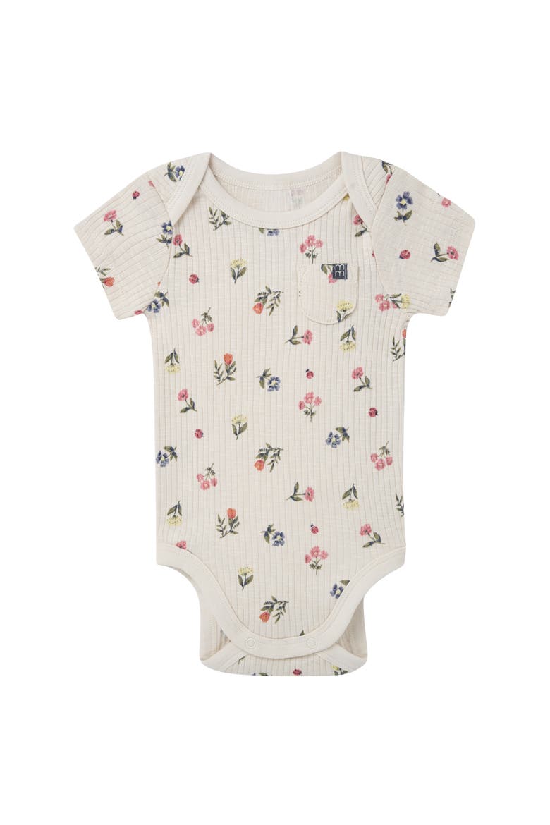 Bodysuit and Shorties 4-piece Set, Alternate, color, Beige Garden