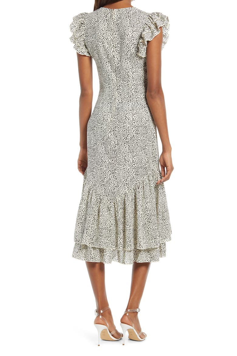 Caggie Ruffle Midi Dress, Alternate, color, WHITE