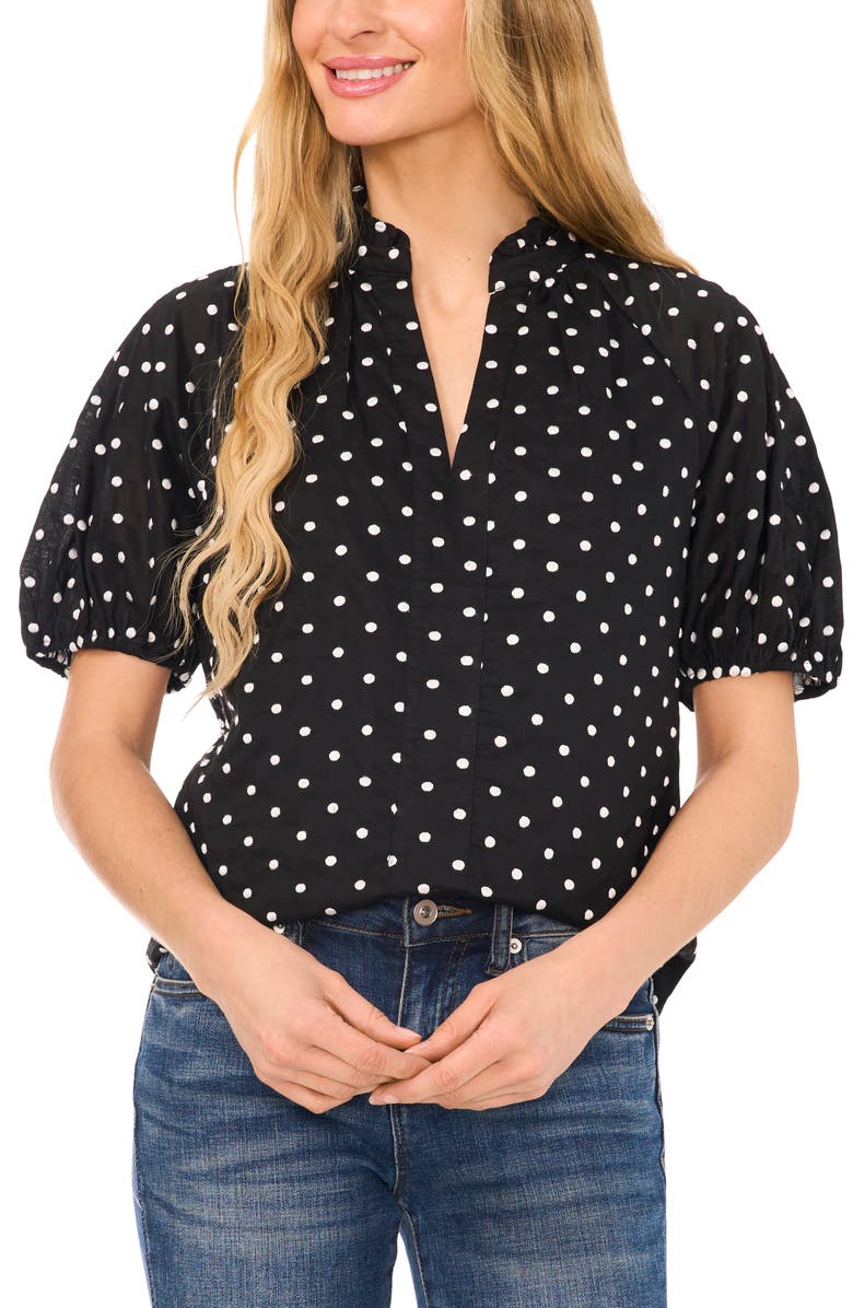CeCe Polka Dot Puff Sleeve Top | Nordstrom