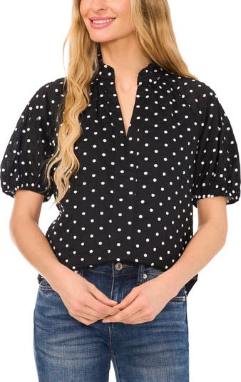 CeCe Polka Dot Puff Sleeve Top | Nordstrom