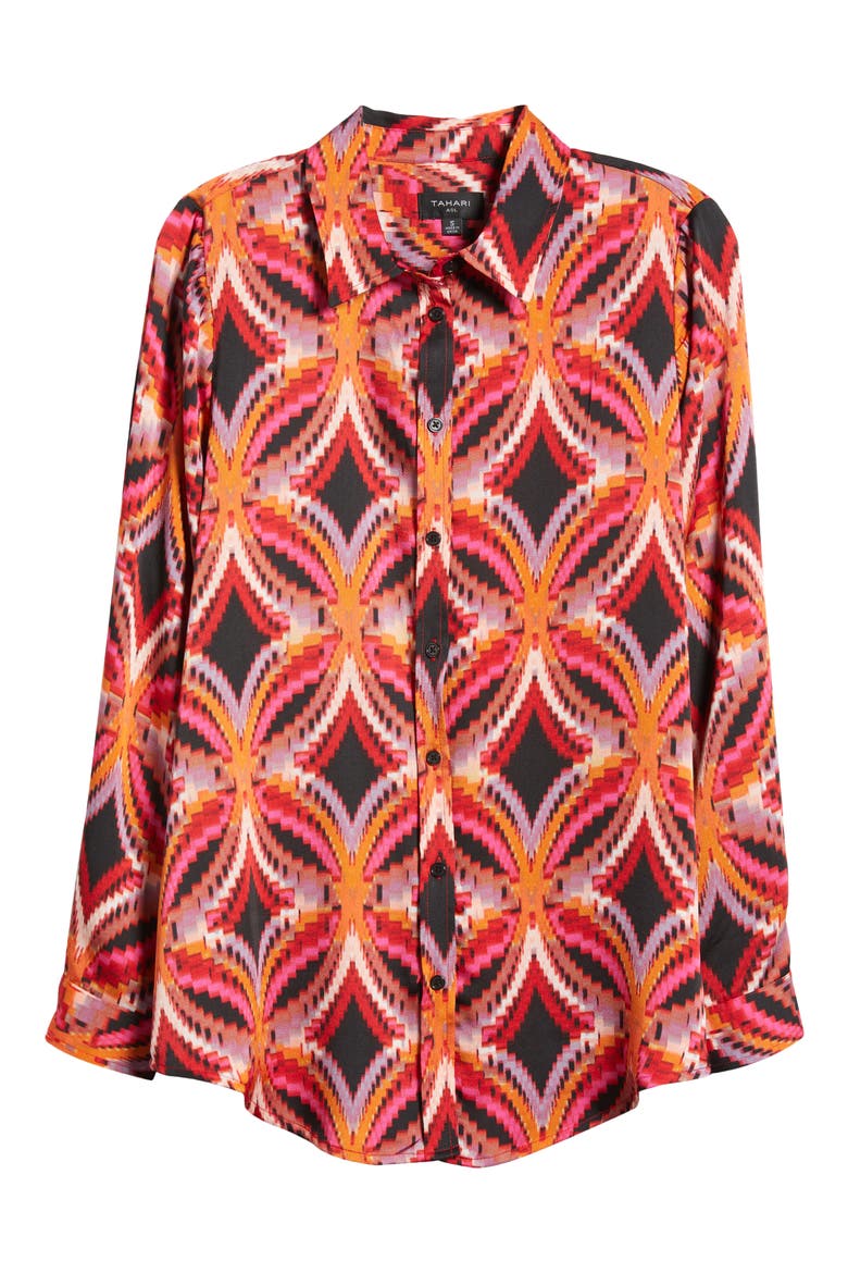 Satin Button-Up Top, Alternate, color, BLACK ROSE
