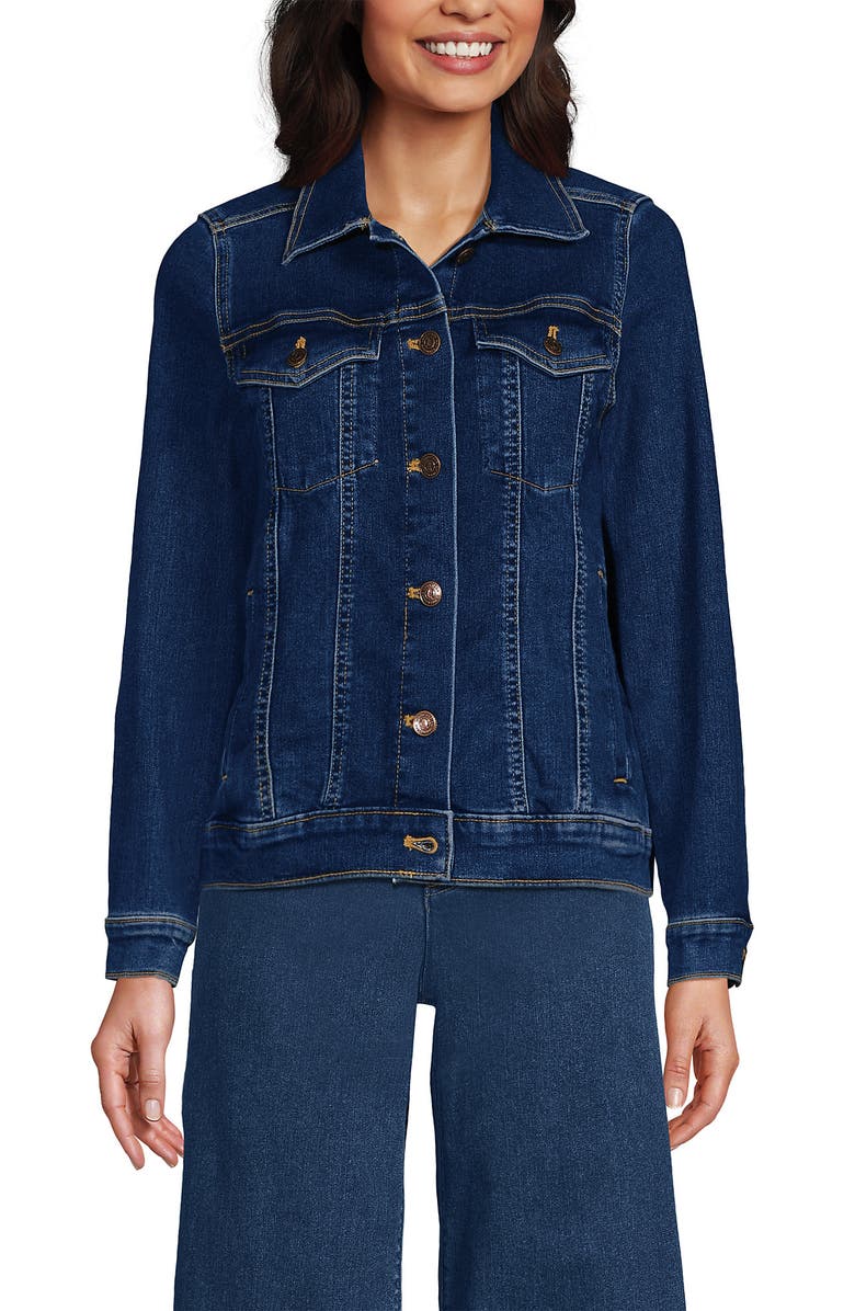 Lands' End Women's Denim Trucker Jacket, Main, color, Crawford Wash