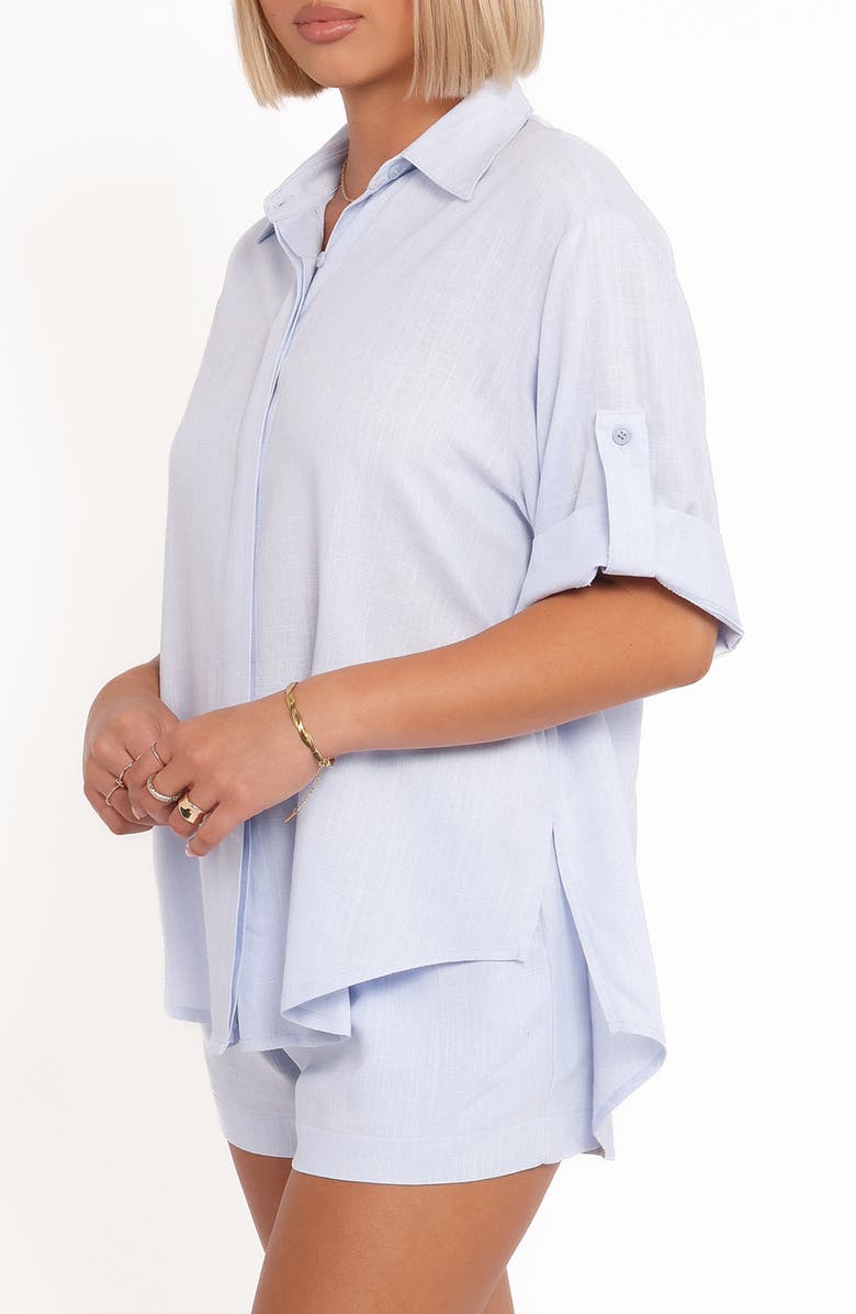 Petal & Pup Shelley Roll Tab Cuff Button-Up Shirt, Alternate, color, Pale Blue