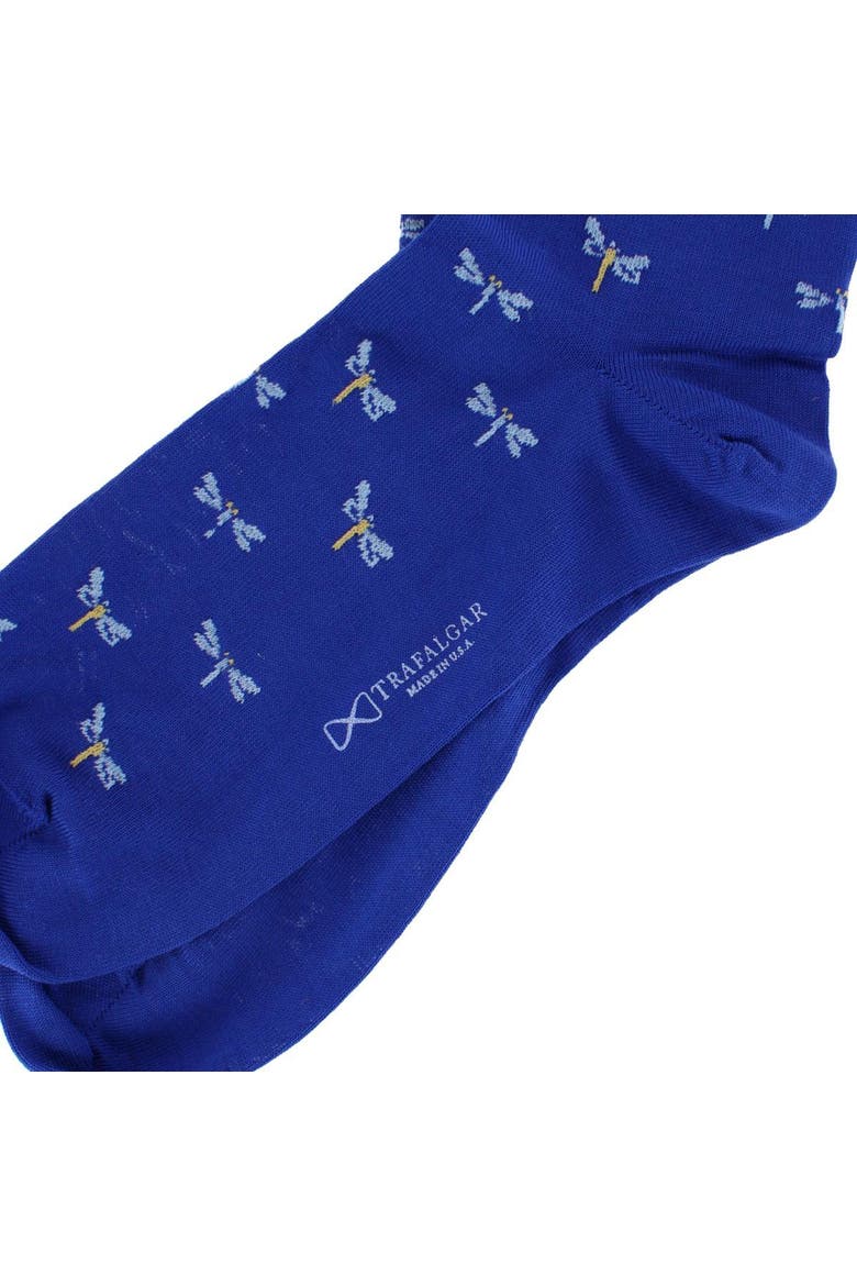 Renewal Dragonfly Novelty Over The Calf Pima Cotton Dress Sock, Alternate, color, Clematis Blue