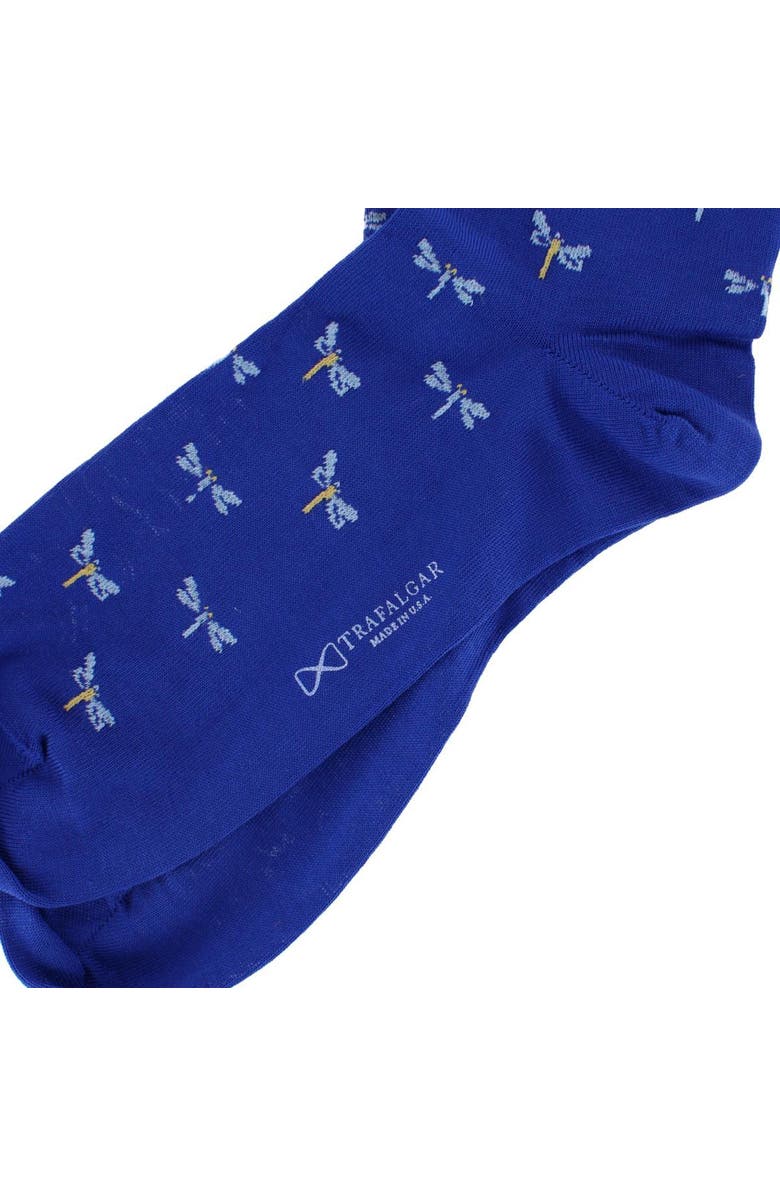 Trafalgar Renewal Dragonfly Novelty Over The Calf Pima Cotton Dress Sock, Alternate, color, Clematis Blue