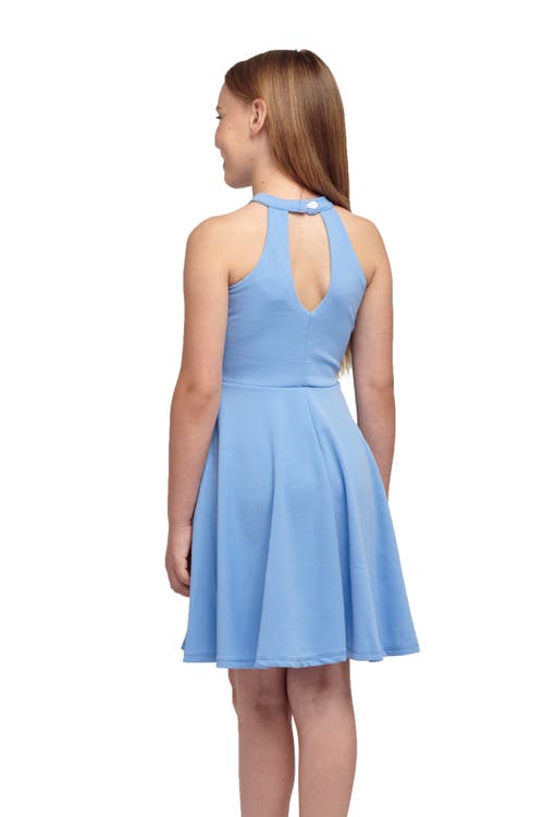 Un Deux Trois Skater Halter Dress In Blue