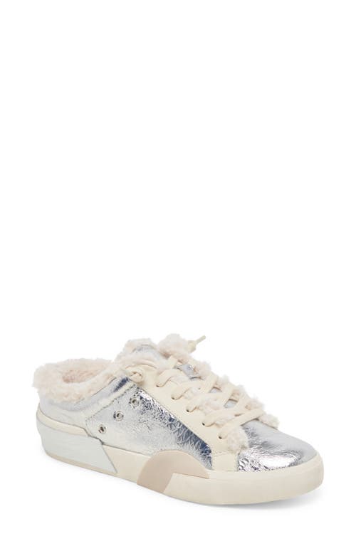 Shop Dolce Vita Zantel Faux Shearling Lined Slip-on Sneaker In Silver Distressed Leather