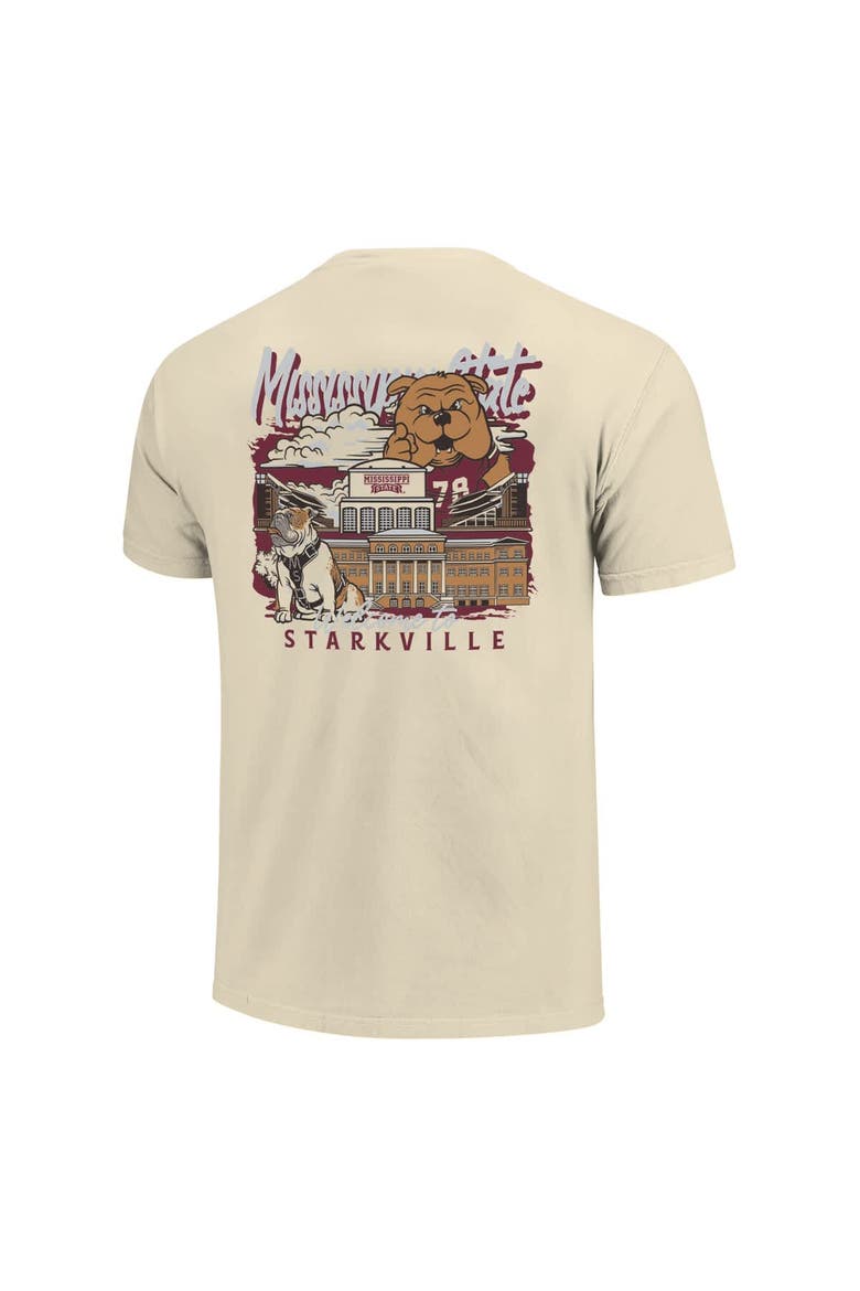 Men's Image One  Natural Mississippi State Bulldogs Comfort Colors Hand-Drawn Campus Stack T-Shirt, Alternate, color, Natural
