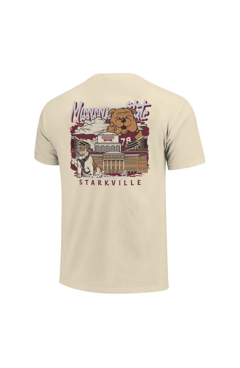IMAGE ONE Men's Image One  Natural Mississippi State Bulldogs Comfort Colors Hand-Drawn Campus Stack T-Shirt, Alternate, color, Natural