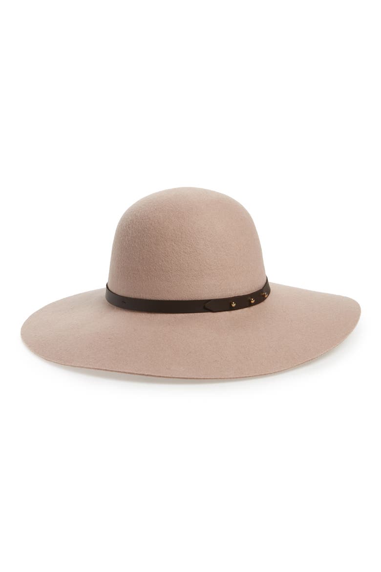Refined Wide Brim Wool Floppy Hat, Main, color, TEA ROSE LIGHT