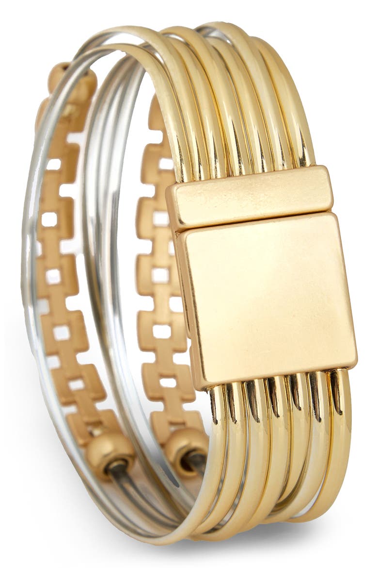 Multi Strand Chain Bracelet, Alternate, color, GOLD
