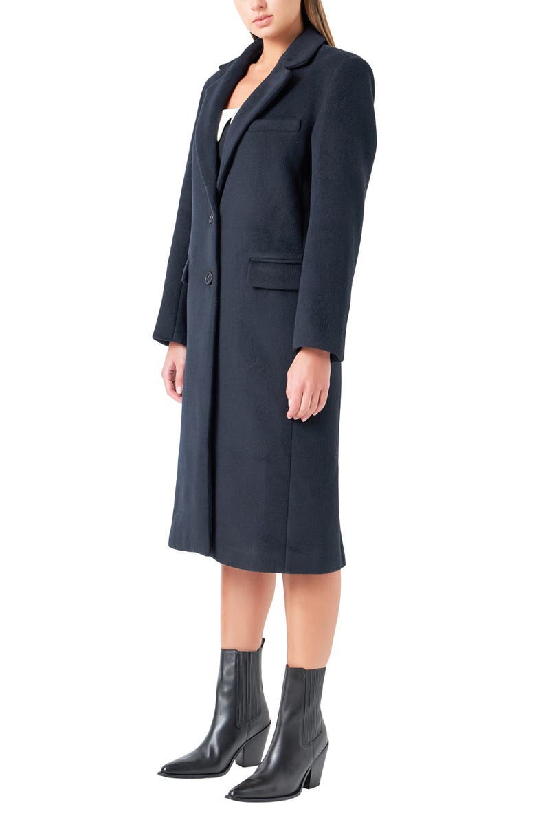 Grey Lab Wool Blend Trench Coat, Alternate, color, Navy