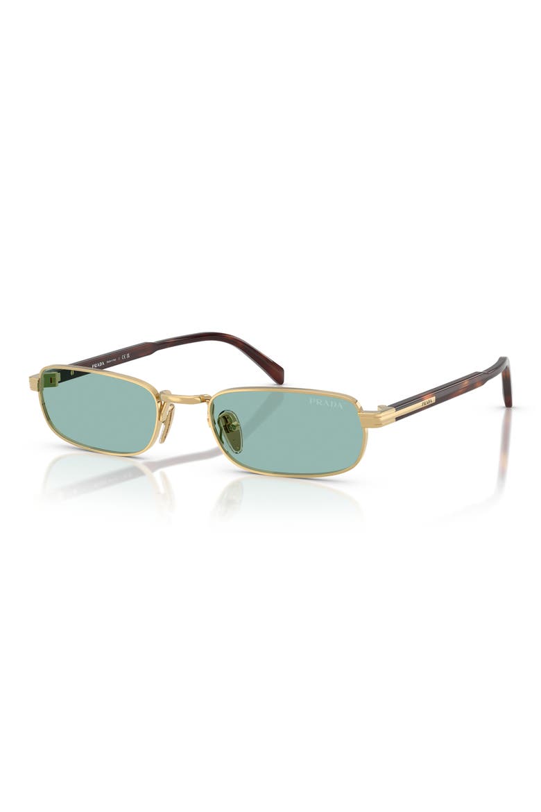 54mm Rectangular Sunglasses, Alternate, color, GOLD / PETROL GREEN