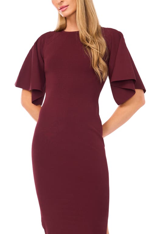 Ted Baker Flare Sleeve Midi Dress In Burgundy