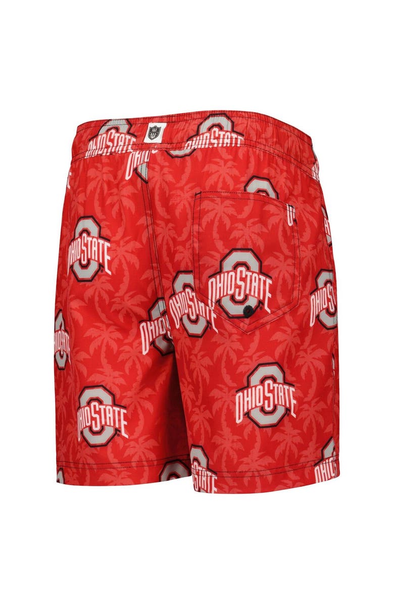 Wes & Willy Youth Wes & Willy Scarlet Ohio State Buckeyes Palm Tree Swim Shorts, Alternate, color, Scarlet