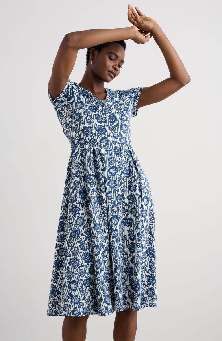 Seasalt Cornwall Pier View Floral Midi Fit & Flare Dress, Alternate, color, Floral Imprint Chalk