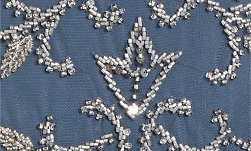 Pisarro Nights Beaded Mesh Column Gown In Grey 020