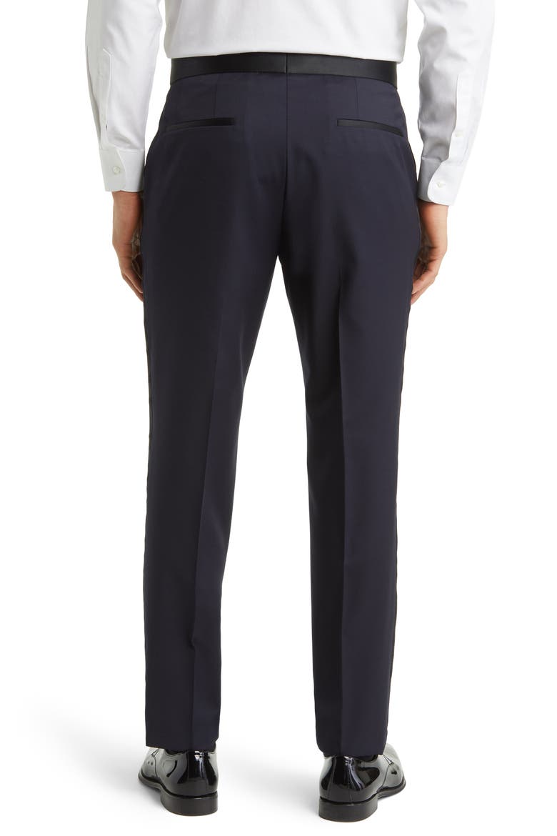 Genius Slim Fit Navy Virgin Wool Tuxedo Pants, Alternate, color, NAVY