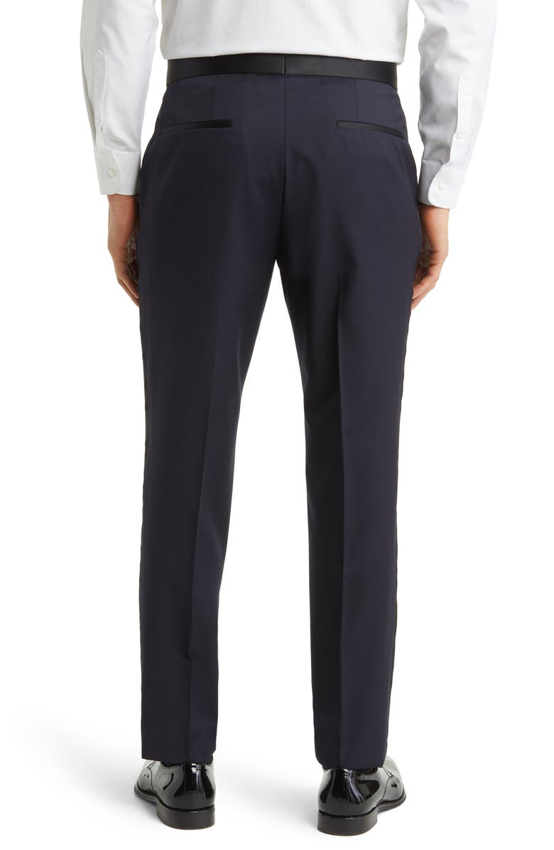 BOSS Genius Virgin Wool Tux Pants, Alternate, color, Navy