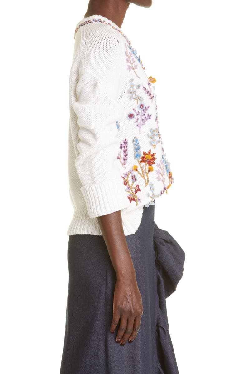 Adam Lippes Floral Embroidered Cotton Sweater, Alternate, color, 