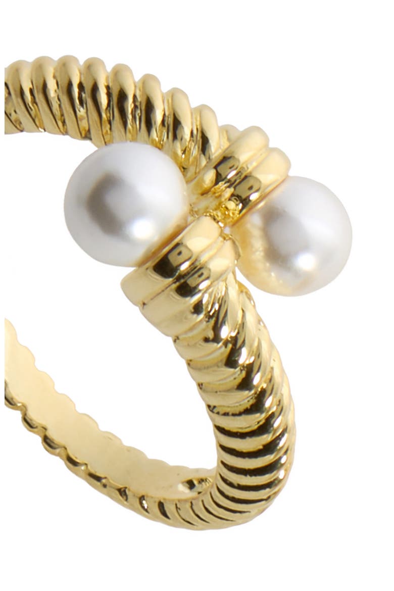Cove Faux Pearl Bypass Ring, Alternate, color, GOLD