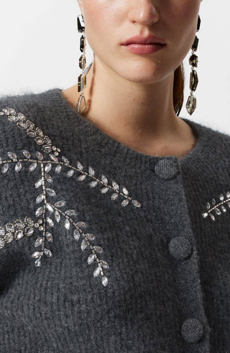 & Other Stories Crystal Embroidered Wool & Mohair Blend Cardigan, Alternate, color, 