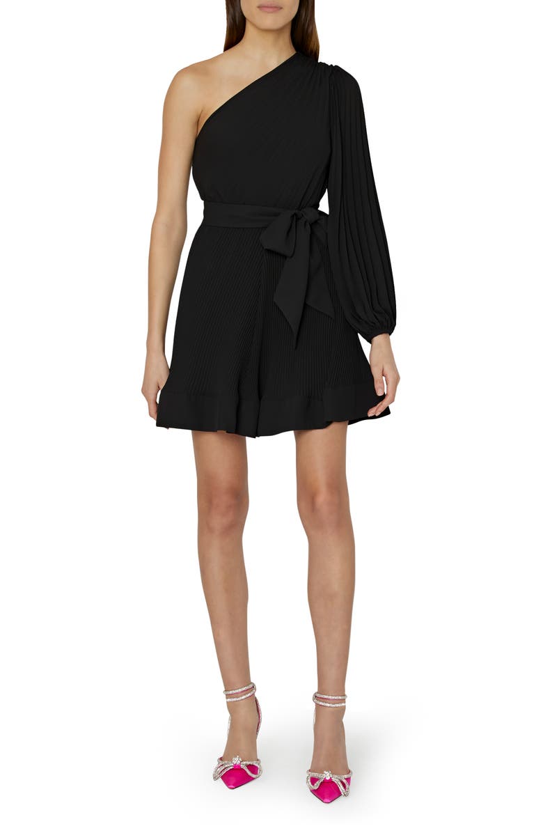 Milly Linden Pleated One-Shoulder Minidress, Main, color, 