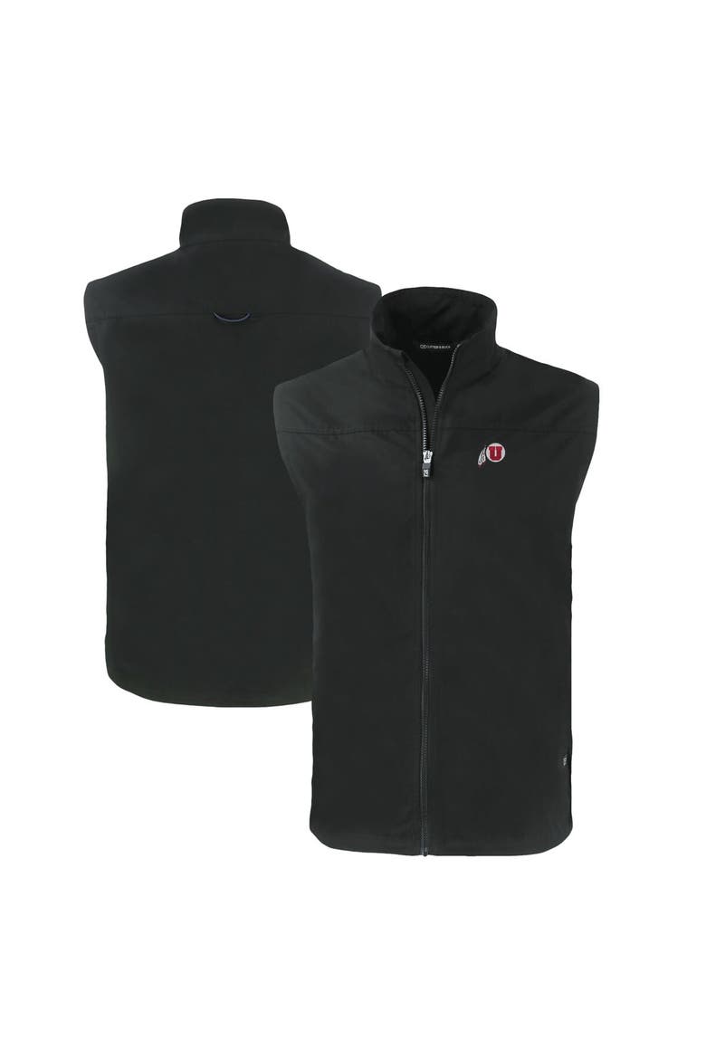 Men's Cutter & Buck  Black Utah Utes Charter Eco Recycled Full-Zip Vest, Main, color, Black