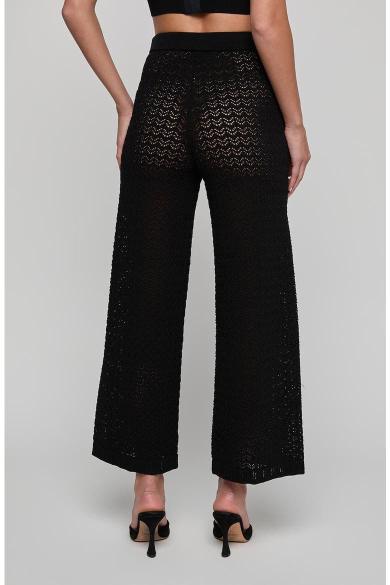 Gaelle Pointelle Knit Wide Leg Ankle Pants, Alternate, color, BLACK