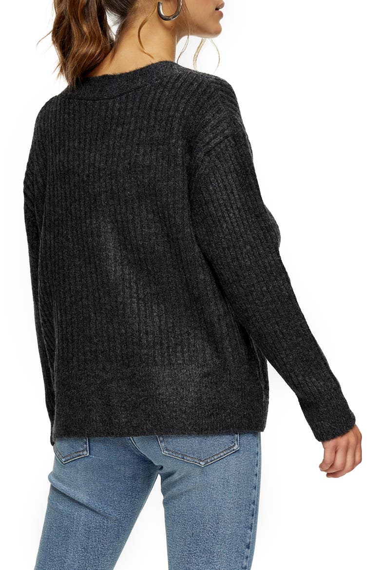 Ribbed Cardigan, Alternate, color, GREY