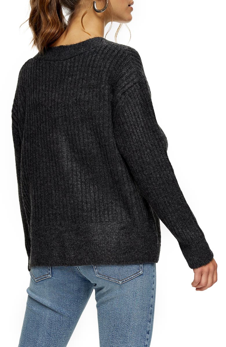 Topshop Ribbed Cardigan, Alternate, color,