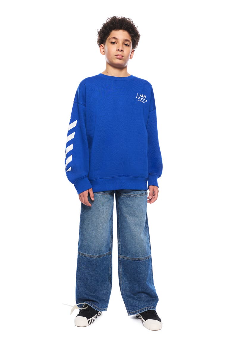 Kids' Diag Wide Leg Jeans, Alternate, color, STEEL INDIGO