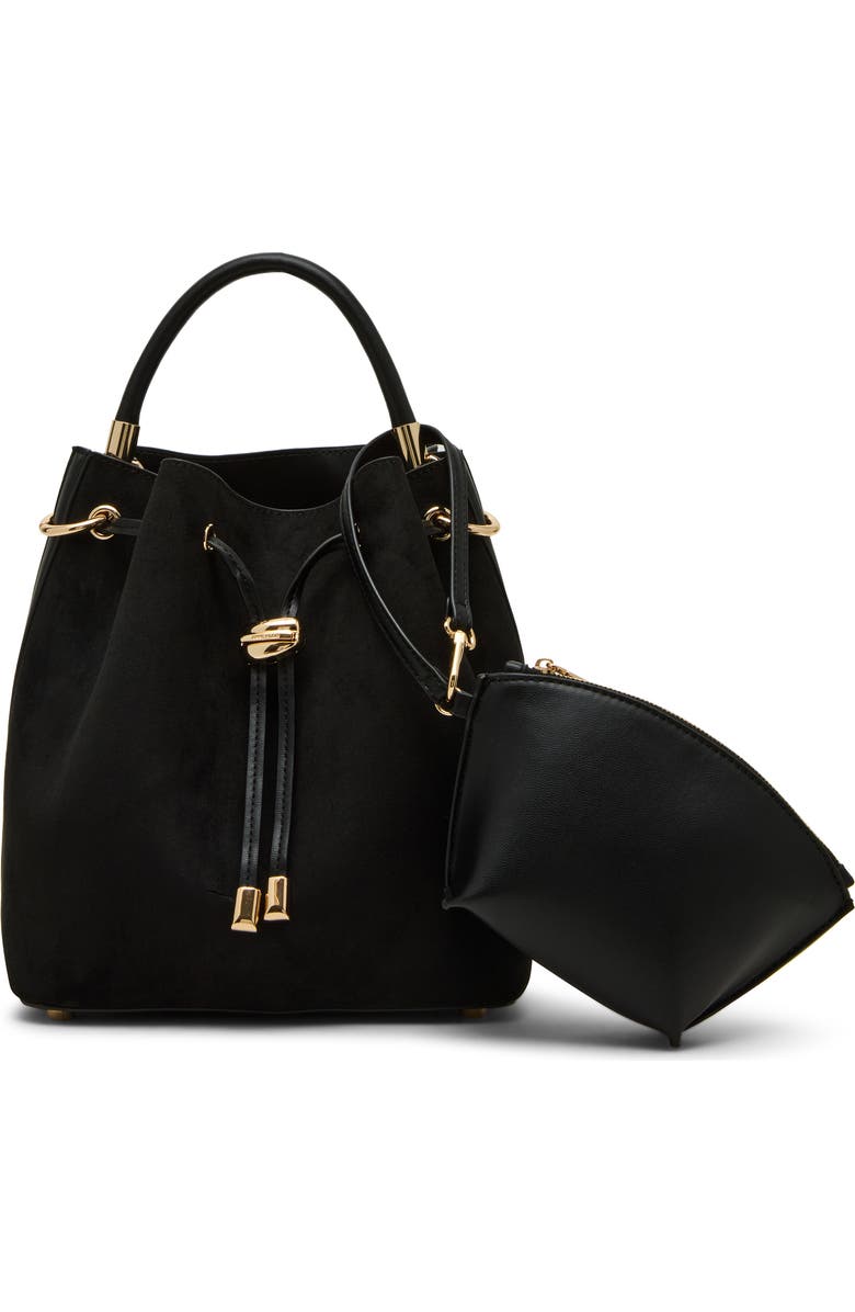 Anne Klein Midi Shoulder Bucket Bag, Alternate, color, Black