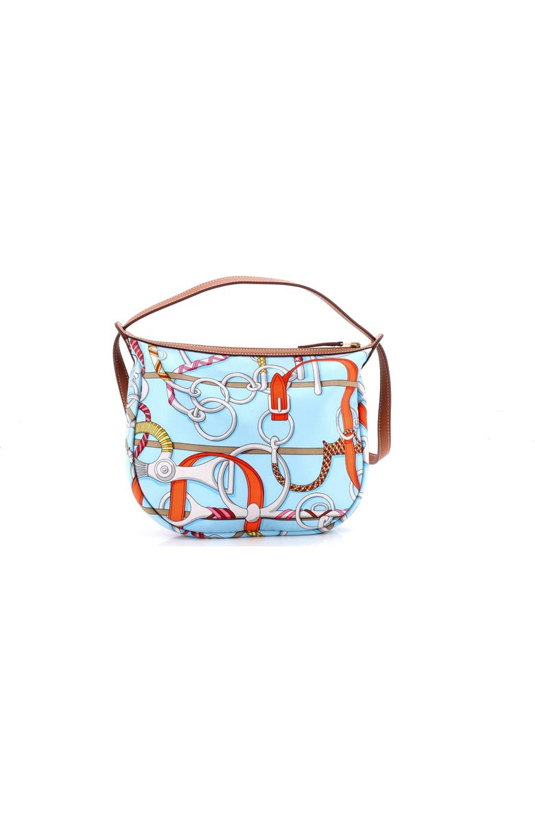 Pre-Owned Hermes Sursoie To Go Pouch Printed Silk and Leather, Alternate, color, Blue