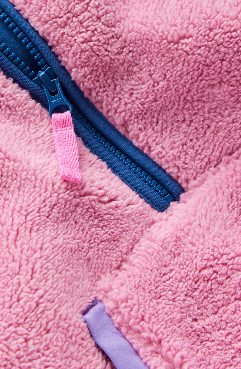 Mini Boden Kids' Fleece Half Zip Hoodie, Alternate, color, Pink Haze