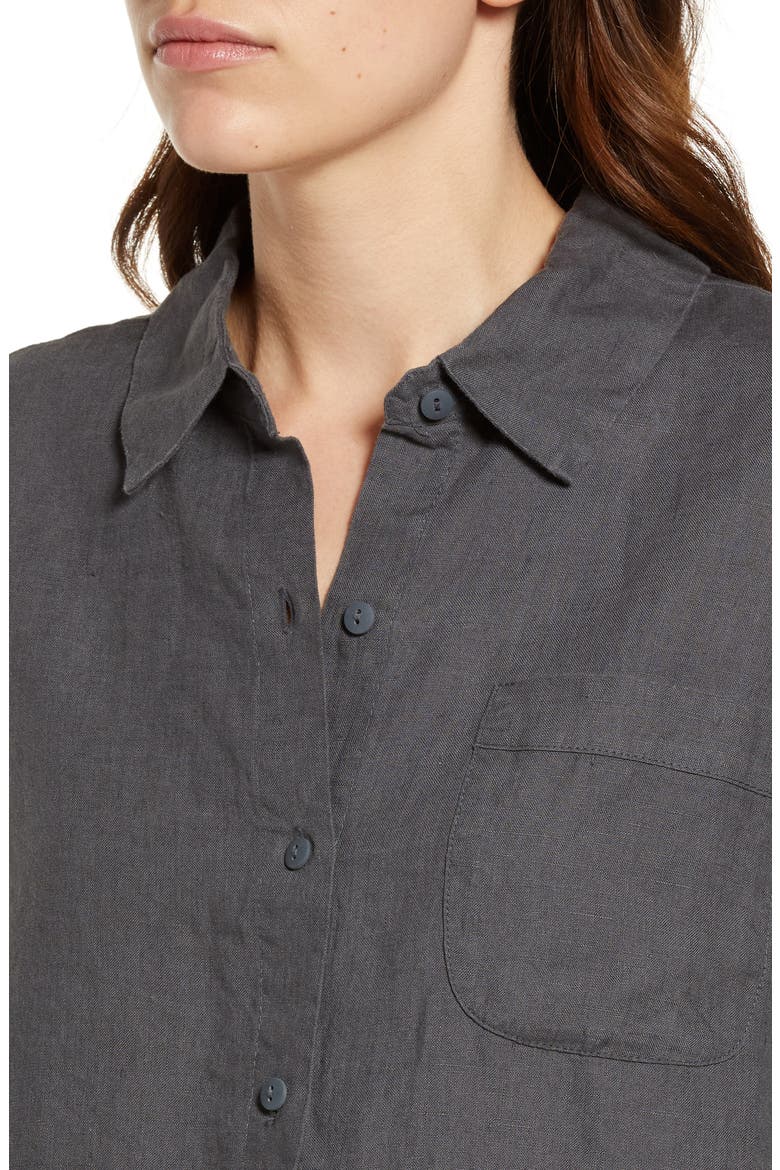 Women's Linen Shirt, Alternate, color, COAL