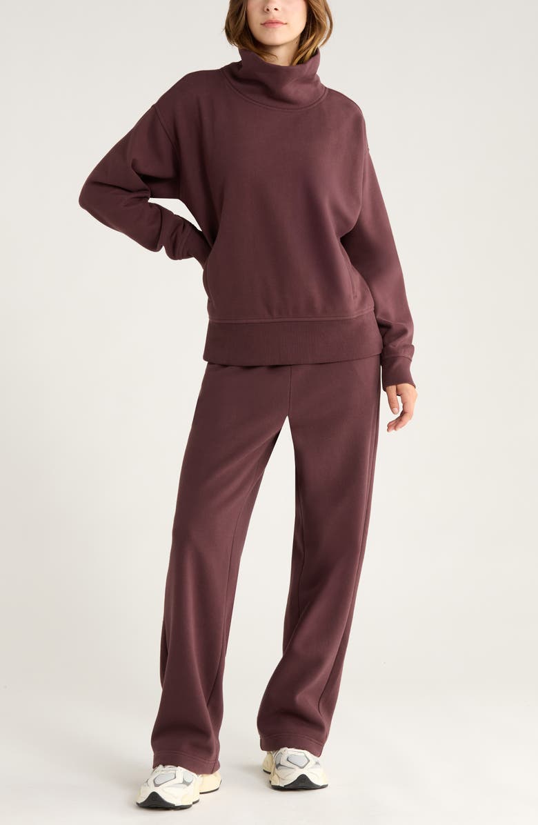 Zella Ultracozy Fleece Straight Leg Sweatpants, Alternate, color, Burgundy Fudge