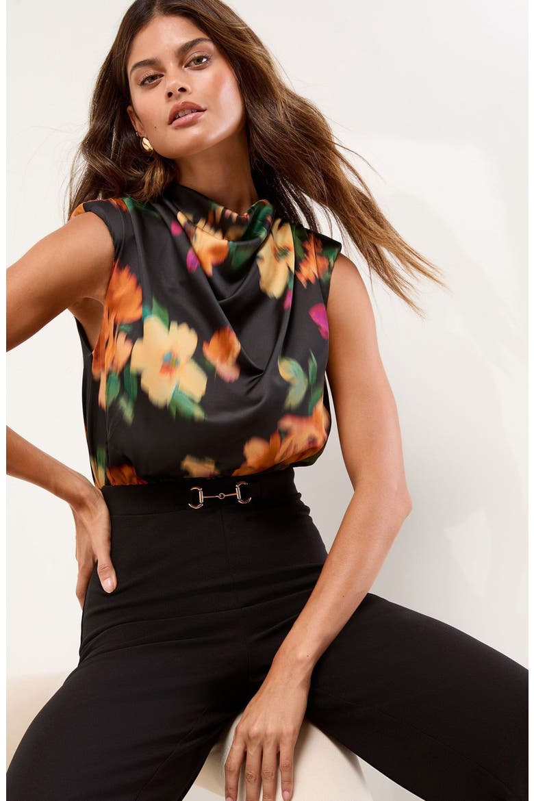 Floral Print Flare Jumpsuit, Alternate, color, BLACK