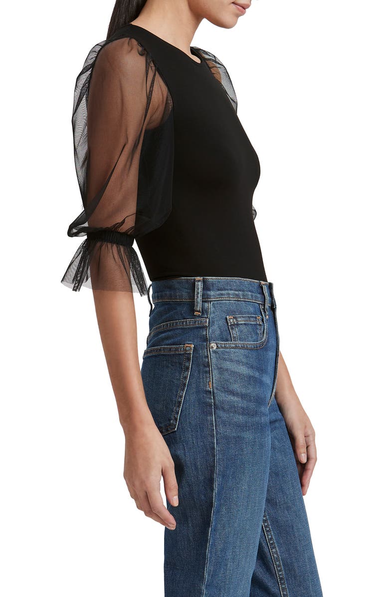 Marcella Bellerose Mixed Media Mesh Sleeve Bodysuit, Alternate, color,