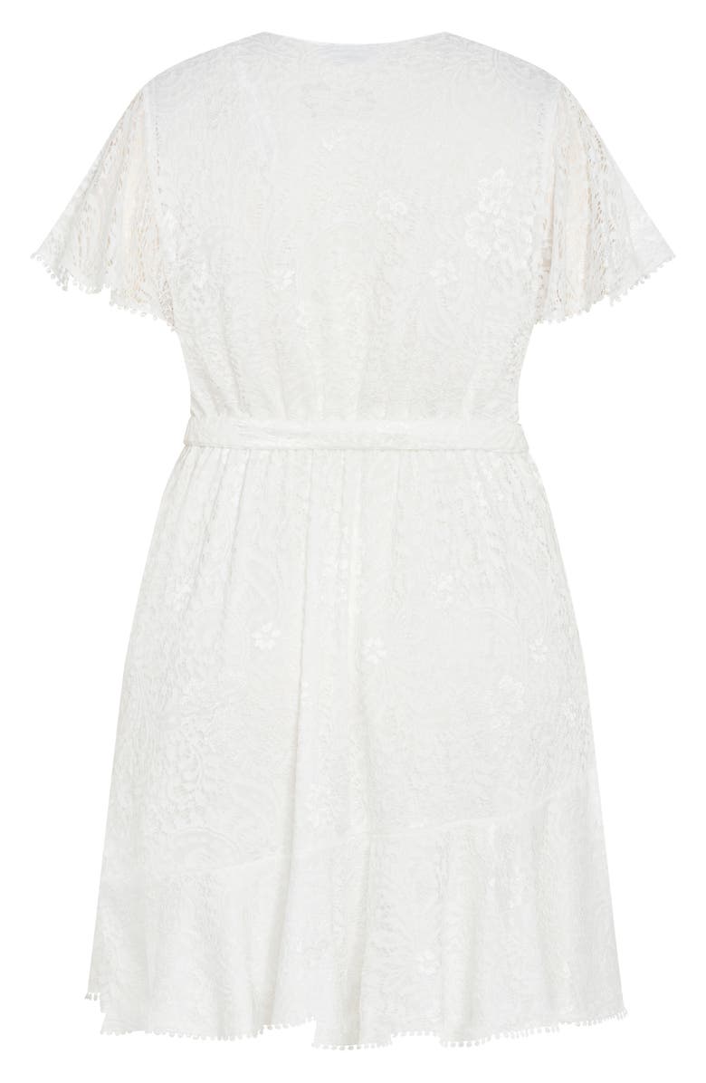 City Chic Sweat Lace Wrap Dress, Alternate, color, Ivory