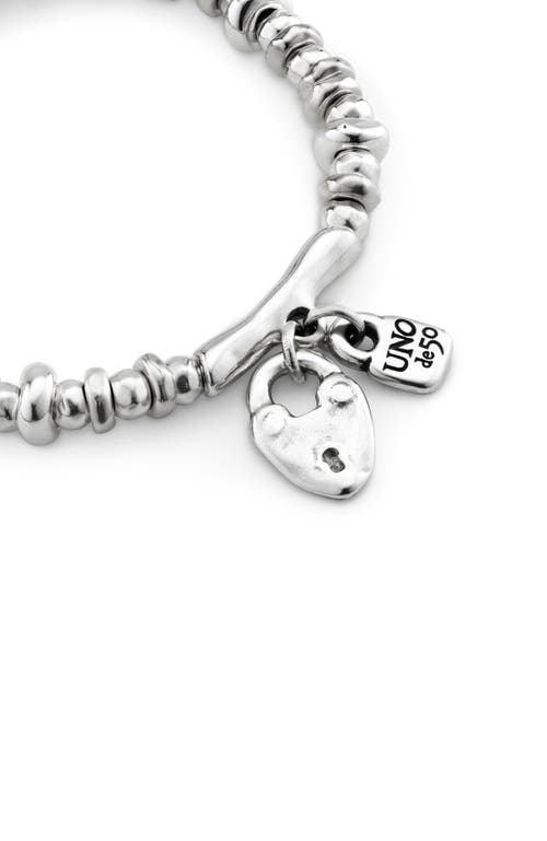 Unode50 Sterling Silver Plated Beaded With Charms Bracelet In Silver