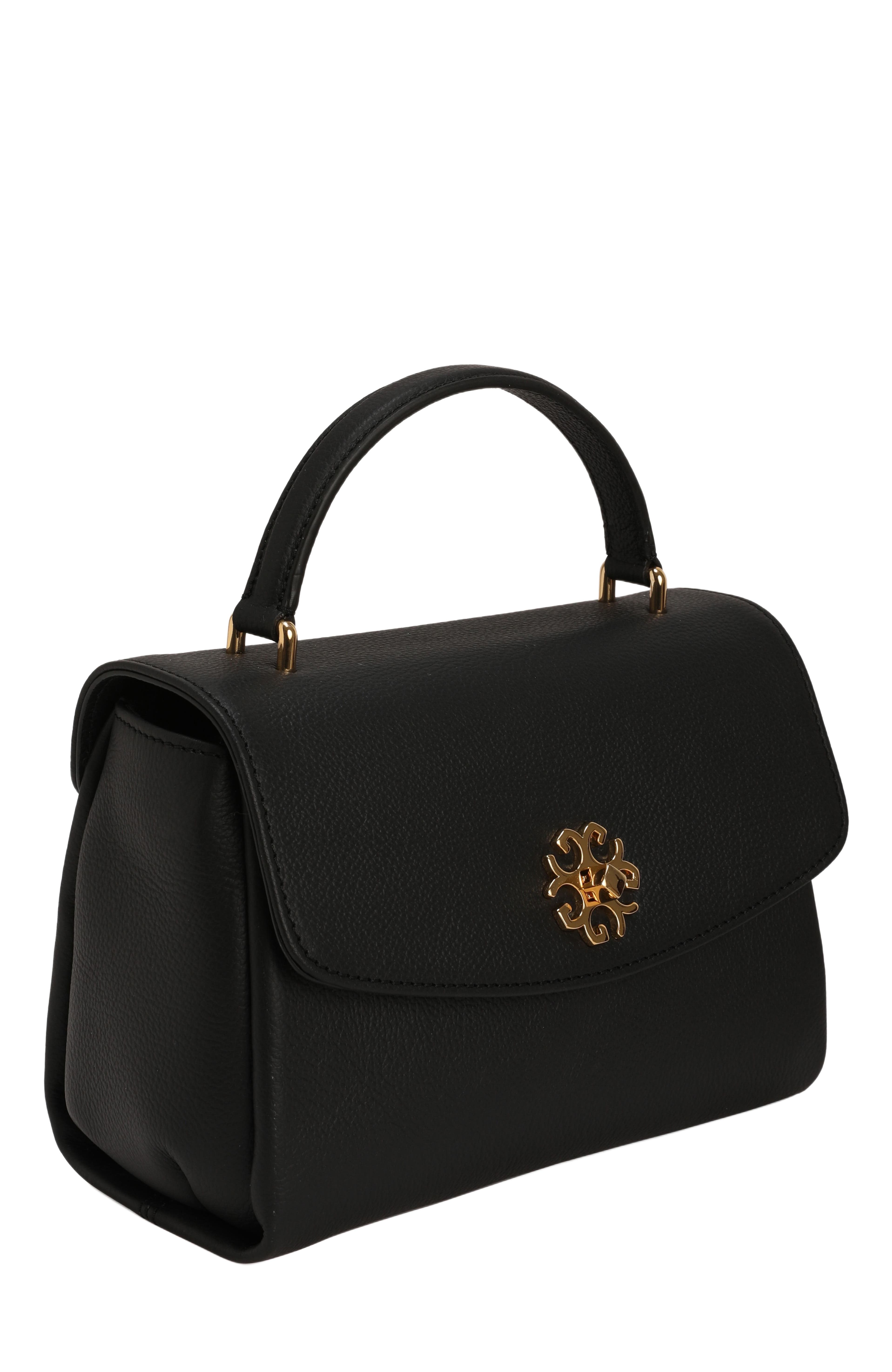 GORSKI Top Handle Leather Bag with Crossbody Strap, Alternate, color, Black