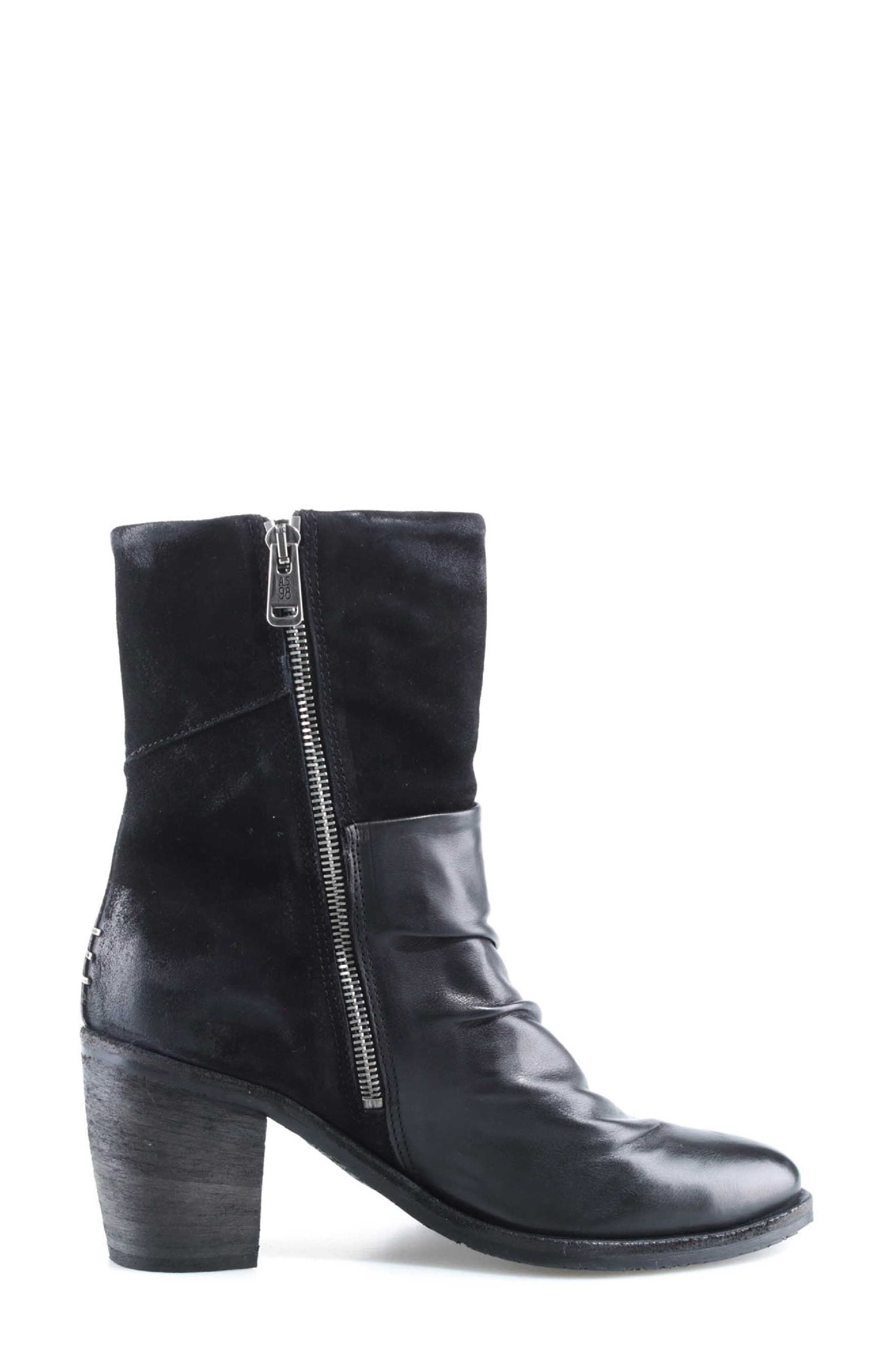 Rollins Leather Bootie, Alternate, color, BLACK
