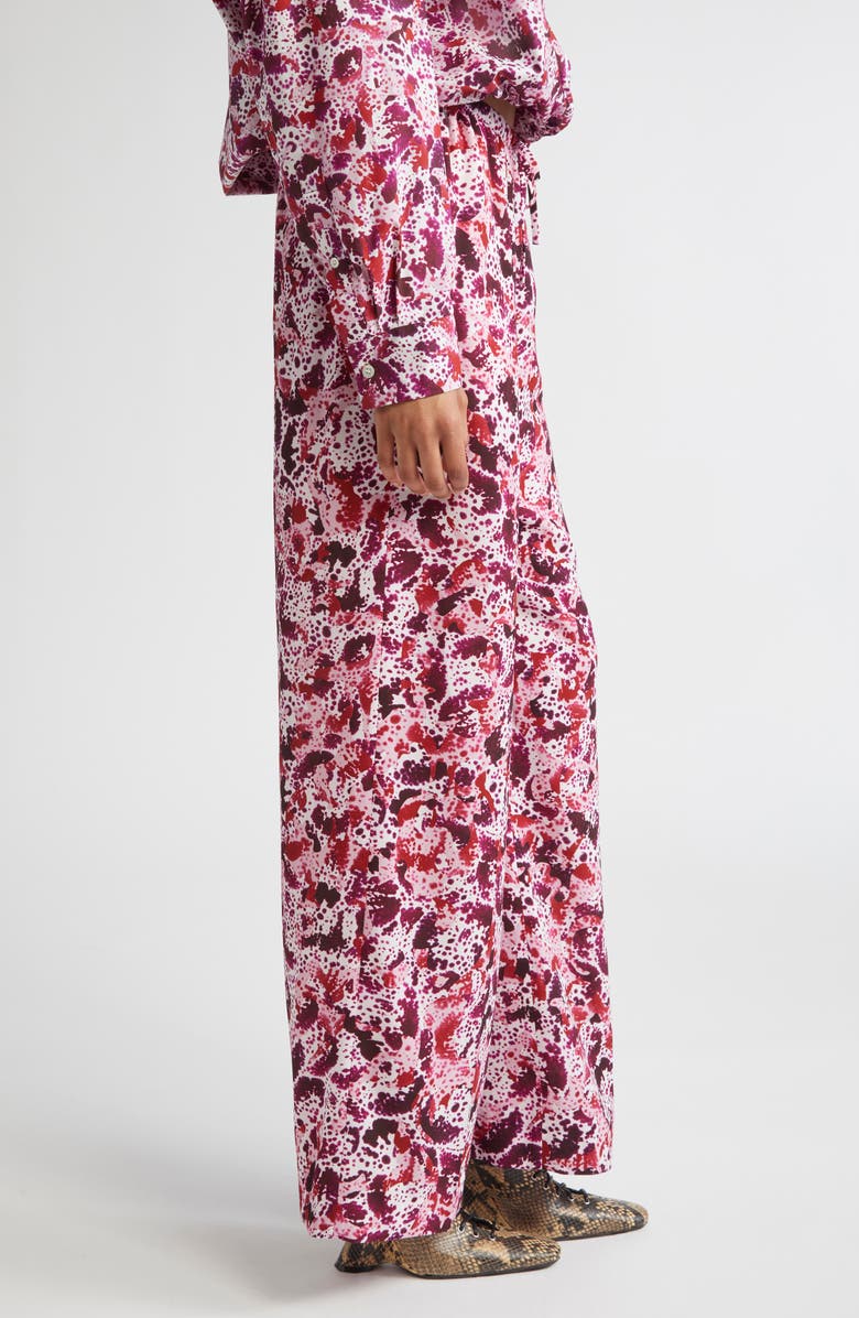 Dries Van Noten Orchid Petal Crepe Drawstring Straight Leg Pants, Alternate, color, Fuchsia