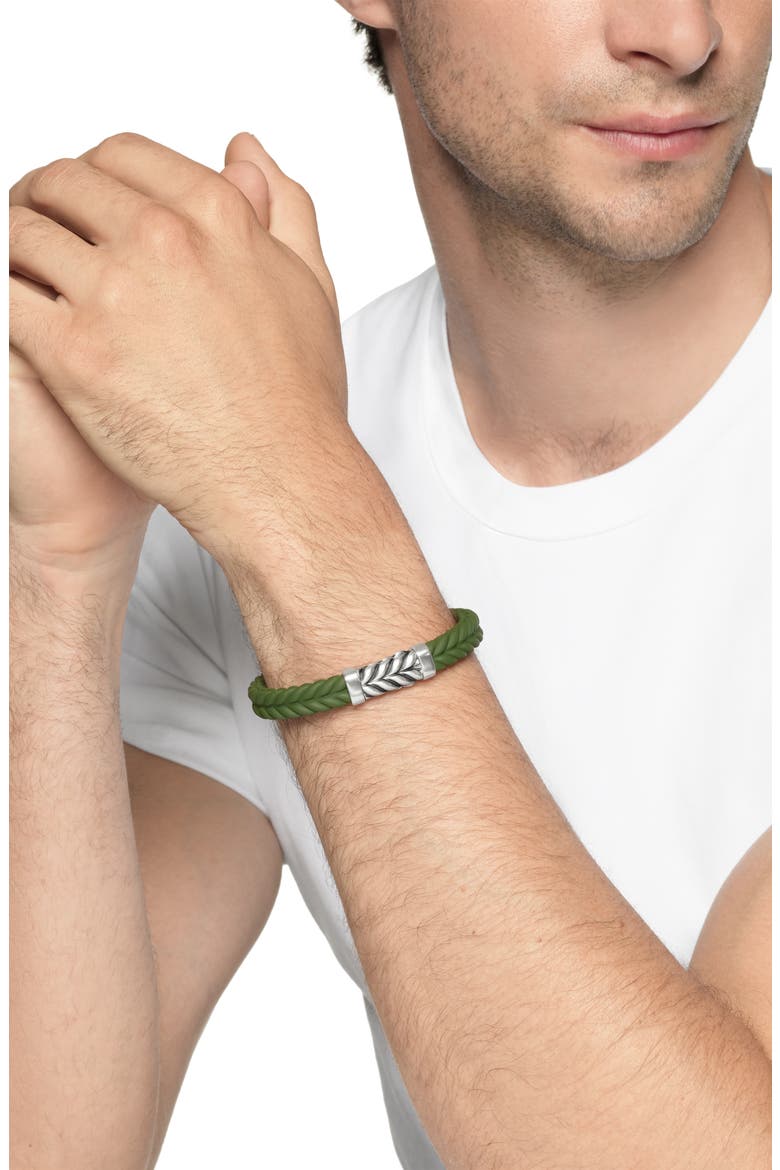 Men's Chevron Rubber Bracelet, Alternate, color, GREEN/STERLING SILVER
