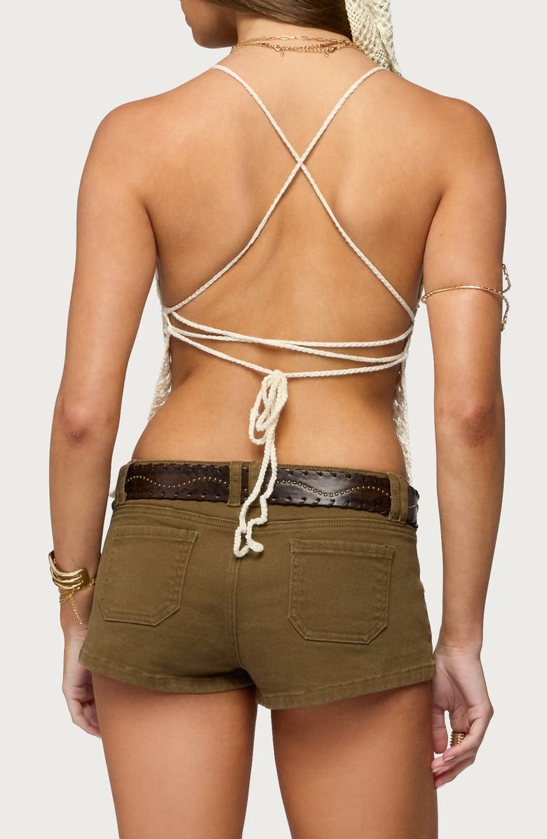 EDIKTED Maggie Beaded Split Front Tie Back Tank, Alternate, color, Cream